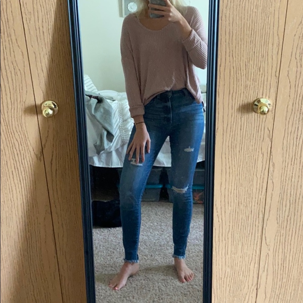 Long sleeve rib knit shirt